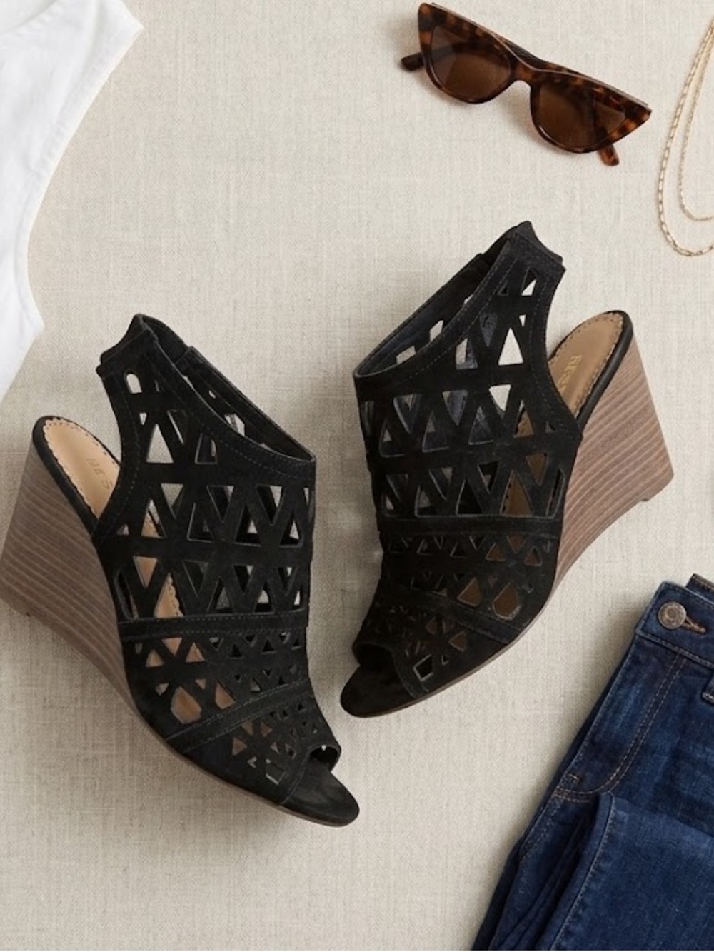 Black Wedge Sandals
